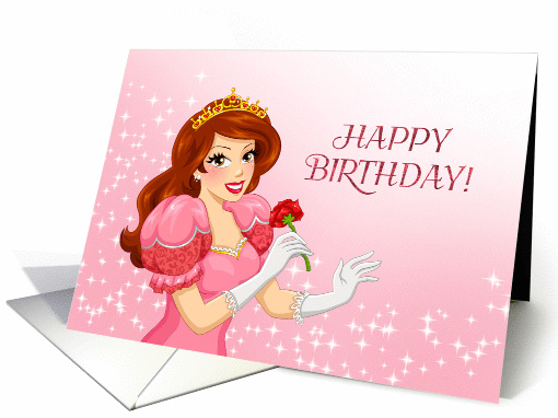 Happy Birthday - princess holding a rose card (1428264)