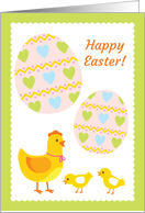 Happy Easter Chicks and Easter Eggs card