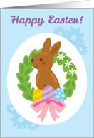 Happy Easter Chocolate Bunny in a Wreath card