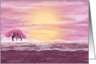 Fantasy Landscape Three Pink Tree in Water Blank Inside card