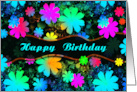 Happy Birthday Riot of Bright Flowers Blank Inside card