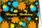 Happy Birthday Bright Flowers Blank Inside card