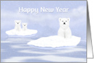 Happy New Year Three Polar Bears card