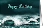 Happy Birthday Raging Ocean Waves card