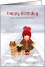 Happy Birthday to a Very Special Sister Little Girl with Dog card