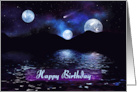 Happy Birthday Alien World Fantastic Planet with Three Moons card