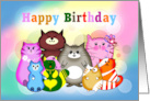 Happy Birthday Eight Funny Cats card