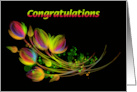 Congratulations Bright Flowers on Black Background card