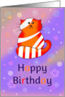 Happy Birthday Red Tabby Cat on a Bright Background card