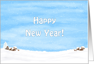 Happy New Year Small Village Rustic Style card