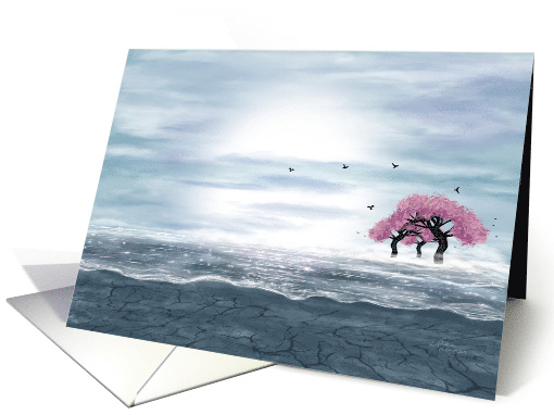 Fantasy Landscape Pink Trees in Water Blank Inside card (1196764)