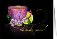 Thank You Lemon Tea with Flowers Blank Inside card