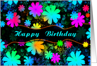 Happy Birthday Riot of Bright Flowers Blank Inside card