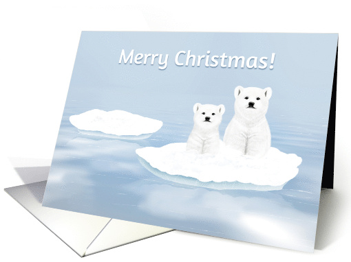 Merry Christmas Two Polar Bears on Ice Floe card (1652870)