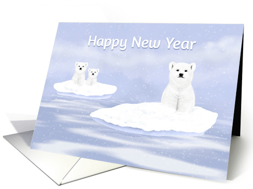 Happy New Year Three Polar Bears card (1653030)