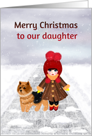 Merry Christmas to Our Daughter Little Girl with Dog card