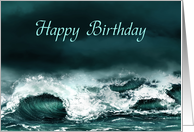 Happy Birthday Raging Ocean Waves card