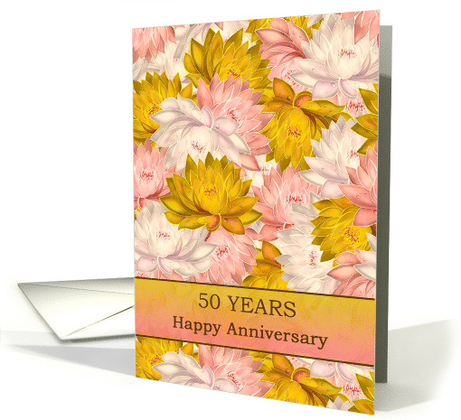 50 Years Happy Anniversary Yellow and Pink Flowers card (1654750)