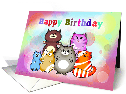 Happy Birthday Six Funny Cats card (1656934)