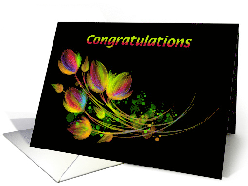 Congratulations Bright Flowers on Black Background card (1657170)