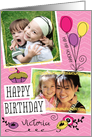 Girly Doodles Custom Photo Birthday Card