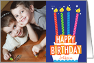 Bright Birthday Cake Custom Photo Birthday Card