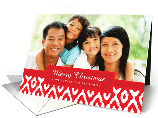 Red Ikat Pattern Holiday Photo card (1201520)