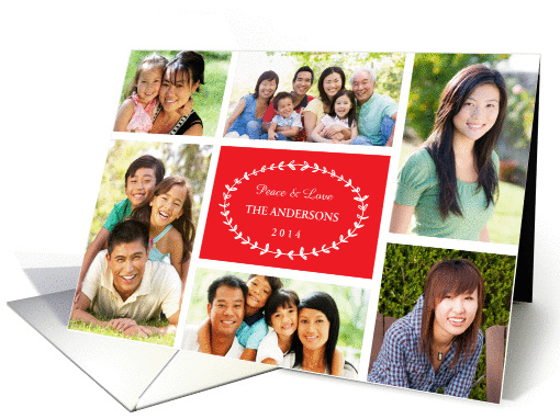 Peace & Love Holiday Photo Card red vine card (1201536)