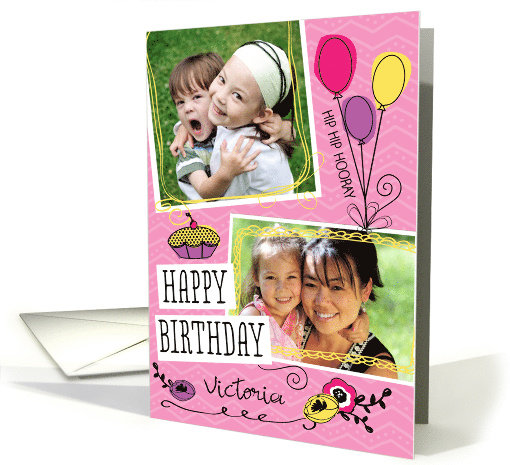 Girly Doodles Custom Photo Birthday card (1274292)