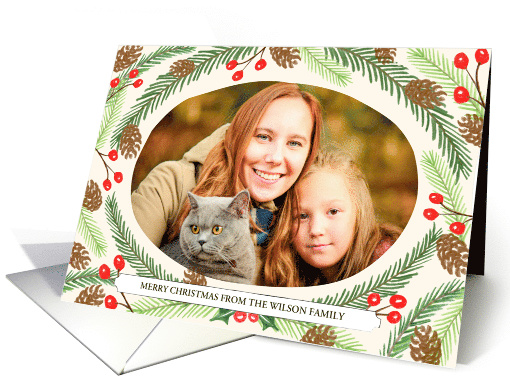 Pine & Holly Custom Photo Holiday card (1299394)