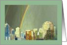 Vancouver Cityscape after storm rainbows note card