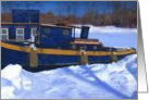 Vintage Snowy Winter Tug Boat All Occasion Blank Note card