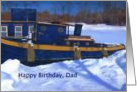 Vintage Winter Tug Boat Dad Birthday card