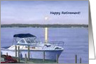 Scenic Boat on a Calm River Retirement card