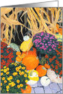 Fall Bounty Mums Pumpkins and Corn Stalks Thanksgiving card