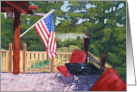 Patriotic Retreat Camp Deck on the Water Blank Note card