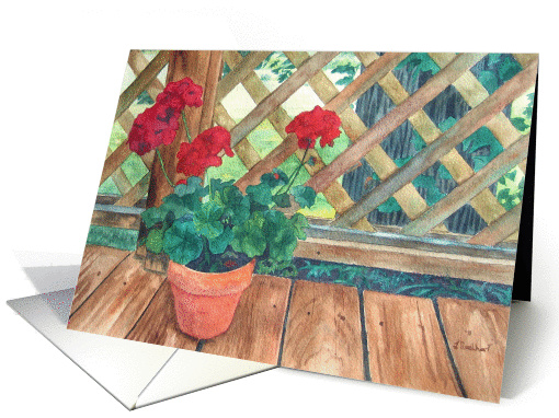 Red Geranium Flower Pot Get Well card (1229846)