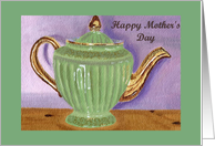 Vintage Green Teapot Mother’s Day card