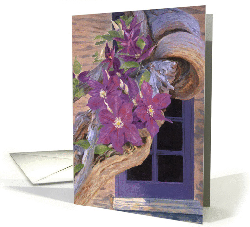 Purple Clematis Floral Birthday card (1272020)