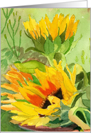 Yellow Sunflowers Floral Get Well card