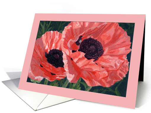 Pretty Peach Poppy Flower Birthday card (1327408)