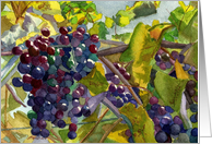 Vineyard grapevines close-up watercolor painting Engagement card