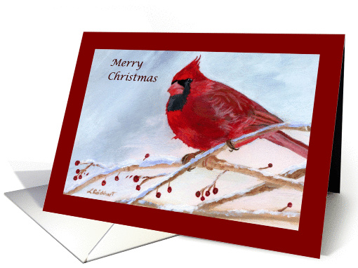 Cardinal Snow Scene Christmas Holiday card (1406290)