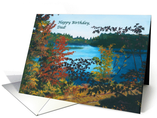 Beautiful lake Autumn Adirondack Mountains For Dad Birthday card