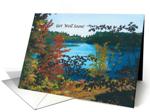 Beautiful lake Autumn Adirondack Mountains Get Well Soon card