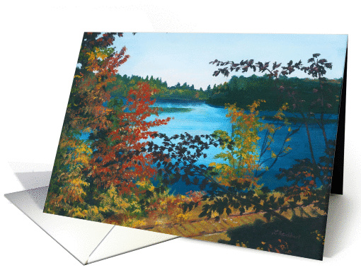 Beautiful lake Autumn Adirondack Mountains Blank Note card (1420846)