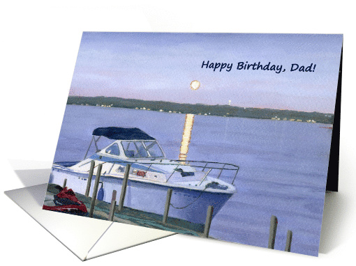 Scenic Boat on a Calm River Dad Birthday card (1466408)