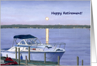 Scenic Boat on a Calm River Retirement card