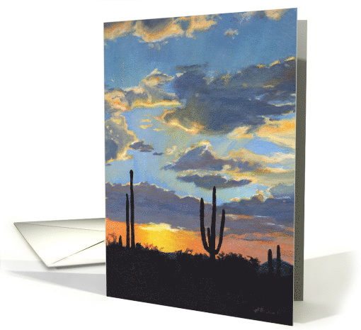 Southwest Cactus Desert Sunrise Sunset Blank Note card (1606124)