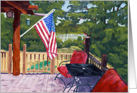 Patriotic Retreat Camp Deck on the Water Blank Note card